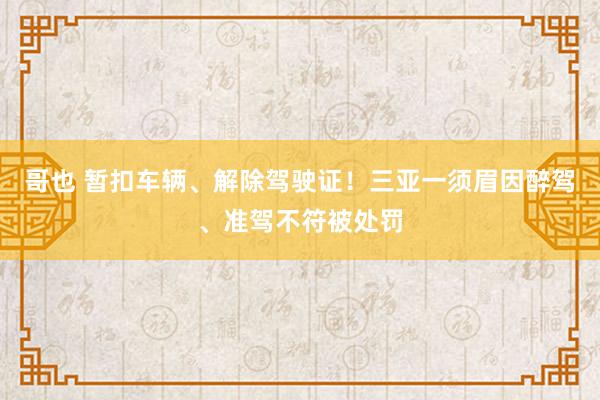 哥也 暂扣车辆、解除驾驶证！三亚一须眉因醉驾、准驾不符被处罚