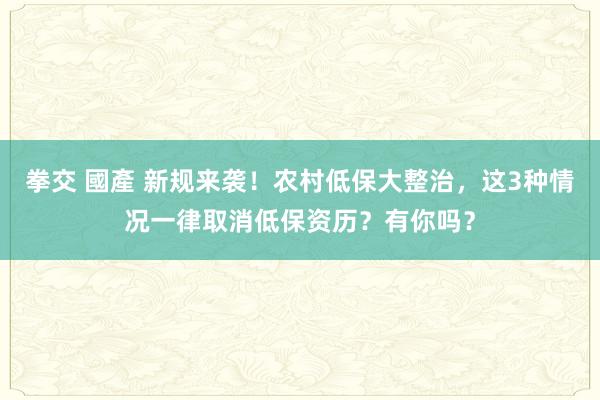 拳交 國產 新规来袭！农村低保大整治，这3种情况一律取消低保资历？有你吗？