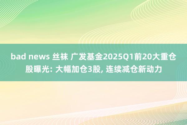 bad news 丝袜 广发基金2025Q1前20大重仓股曝光: 大幅加仓3股, 连续减仓新动力