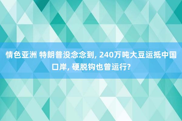 情色亚洲 特朗普没念念到, 240万吨大豆运抵中国口岸, 硬脱钩也曾运行?
