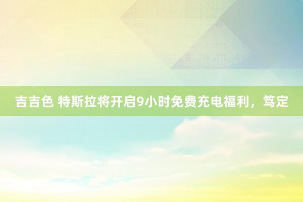 吉吉色 特斯拉将开启9小时免费充电福利，笃定