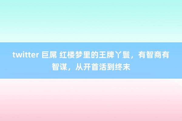 twitter 巨屌 红楼梦里的王牌丫鬟，有智商有智谋，从开首活到终末