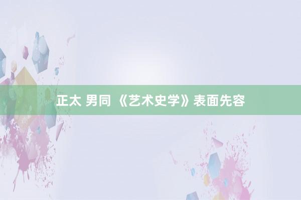 正太 男同 《艺术史学》表面先容