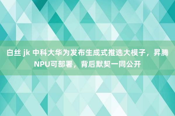 白丝 jk 中科大华为发布生成式推选大模子，昇腾NPU可部署，背后默契一同公开