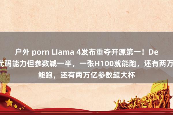 户外 porn LIama 4发布重夺开源第一！DeepSeek同等代码能力但参数减一半，一张H100就能跑，还有两万亿参数超大杯